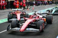 Charles Leclerc of Monaco driving the (16) Scuderia Ferrari SF-25 and Lewis Hamilton of Great Britain driving the (44) Scuderia Ferrari SF-25 in the Pitlane during practice ahead of the F1 Grand Prix of Japan - Source: Getty